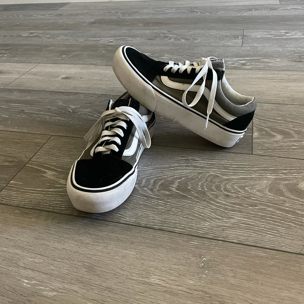 Olive and Black Vans Platform Old Skools